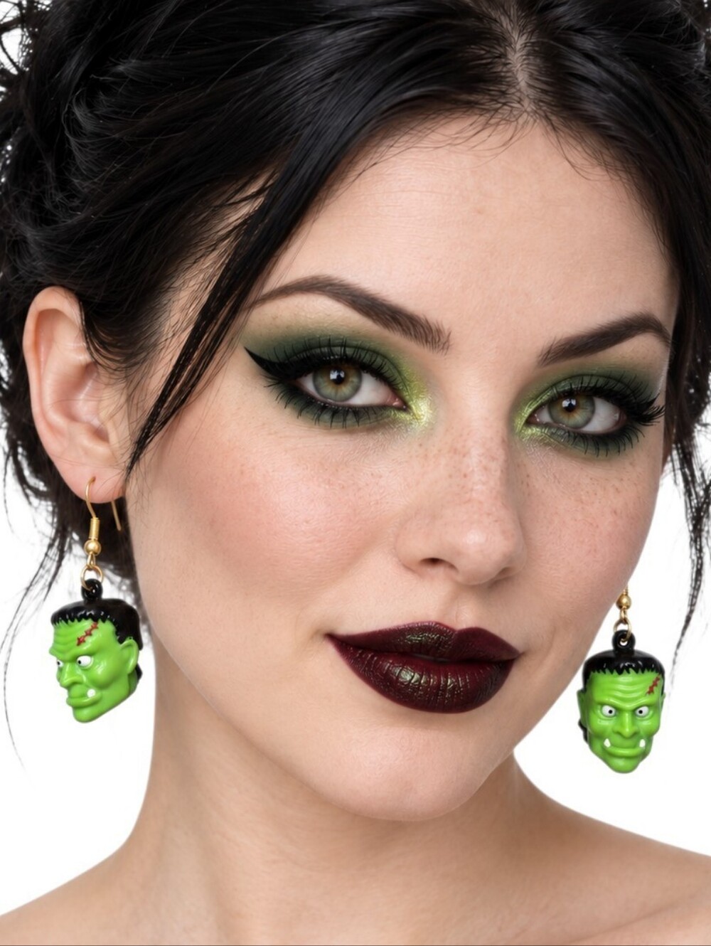 Vintage Russ Frankenstein 3D Monster Earrings